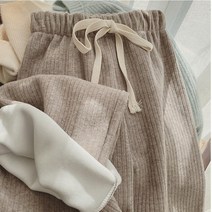 여성 와이드 팬츠 골지 기모 바지 가을 겨울