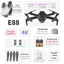 와이파이 FPV 드론 항공 광각 HD 높이 고정 접이식 쿼드콥터 RC 선물 E88 프로 4K 카메라 전문가용드론 4k어지원 자동회귀 gps전문가용 드론drone 4k드론 장난감dr, [10] Black-1 C-4K-2B