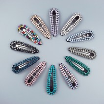 스와로브스키 스톤 두줄 라운딩 삼각 똑딱핀 (8cm) 12 color 보석머리핀 큐빅똑딱핀 큐빅머리핀