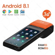 4G 무선 와이파이 BT 핸드 헬드 PDA 프린터 안드로이드 8.1 11 POS 터미널 터치 스크린 내장 바코드 스캐너 NFC 카드 리더, [01] 3G Android 8.1, [02] EU