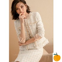보석단추가디건 트위드 자켓 보석가디건 봄가을 여성 라운드넥 재킷