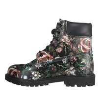 Timberland 여성 헤리티지 6인치 방수 블랙 꽃무늬 가죽 부츠 NIB 직장동료선물