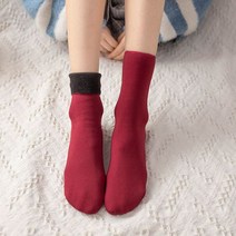 Winter Warm Thicken Wool Socks Men and Women Seamless Soft Solid Velvet Snow Ski Boots Floor Sleepin, [03] Red