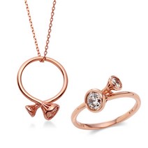 14K 트롬펫 크로스 밴드 여자 금 반지 목걸이 세트