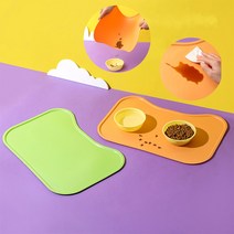 강아지 고양이 식기매트 밥그릇 물그릇 미끄럼방지 실리콘 방수, 오렌지