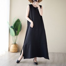 린넨 오버핏 롱 원피스 2023 일본식 A 라인 빅 스윙 조끼 스커트 올 매치 봄 여