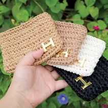 [프롬멜팅]코바늘DIY 헤링본H장식 카드지갑 스티치 뜨개키트 손뜨개패키지 KIT, 브라운