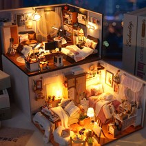 청년토이 DIY 미니어처 기숙사 더블베드 아파트, 블루 기숙사