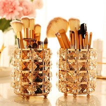 크리스탈 원형 브러쉬 정리함 3종 꽂이 화장품 수납함 빗통, 실버