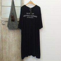 누베 레터링 찰랑 레이온 반팔 롱원피스 홈웨어 루즈핏
