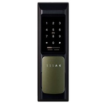 SSSAK AK-N102P(올리브그린) 푸시풀도어락 무타공번호키 현관문도어록 카드키4개, C지역설치의뢰(보강판포함)