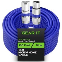 GearIT DMXDMX 스테이지 조명 케이블 100피트 2팩 DMX 남성 대 여성 XLR 호환 DJ LED 무빙 헤드 파 라이트 마이크 믹서 녹음 스튜디오 팟캐스트 100ft, 100 Feet, Blue
