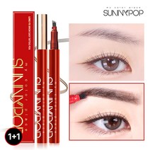 [써니팝] 1+1 롱픽스 브로우 이지타투브로우 브로우 틴트 브로우펜 눈썹타투 아이브로우 틴트 타투펜, [1+1] 02 내추럴브라운