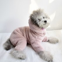 미니피니 강아지 목올라오는 패딩올인원, 인디핑크