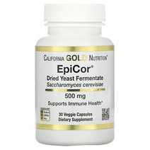 캘리포니아 골드 뉴트리션 CGN EpiCor 건조 발효 효모 500mg 베지 캡슐 30정, 30 개
