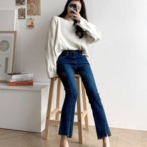 [바보사랑] 여자 부츠컷 나팔바지 스판 키커보이는 데님 팬츠