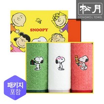 송월 조이풀 스누피 세면타월 3장 선물세트[스누피전용+오렌지], 1개, 연보라