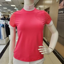 [슈페리어] 펀칭 소재믹스 배색 반넥 반팔 티셔츠 L0C1214 인천논현, 85, 핫핑크