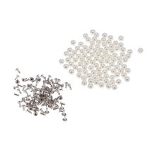 100 세트 진주 리벳 플라스틱 진주 리벳 스터드 버튼 모자/신발/옷/가방/치마/diy, 플라스틱, 철, 베이지