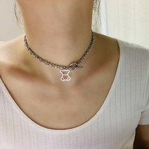 [전체써지컬스틸]테디 베어 곰돌이 토글바 초커 목걸이