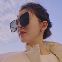 조로스 공용 네모난 블랙 선글라스 여자 동그란 얼굴의 슬림한 스트리트샷 안경 자외선 차단 선글라스 웜