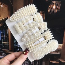 1 세트 기하학 꽃 진주 헤어 클립 아크릴 헤어핀 헤어 액세서리 여자 쥬얼리 패션 헤어 핀