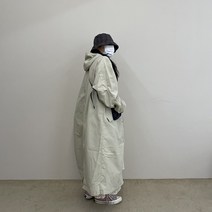 후드 롱 야상 자켓 블랙 카키 베이지 박시핏 보이핏 나일론 개파카 오버 간절기 봄 가을