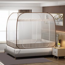PigPug 2021 신형 방정대 공간 몽골 가방 모기장 접기 설치 면제 가정용 모기 방지 천 Mosquito net, 브라운