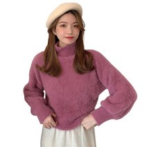 퀸하우스 페이크앙고라 숏 긴팔니트