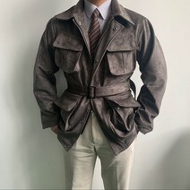 어니스트클래식 킹스맨 스웨이드 바버맛 남자 벨트로 사파리 필드자켓 3컬러