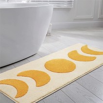 Decozion Boho 욕실 러그 러너 미끄럼 방지 및 수분 흡수 반달 달빛 보헤미안 디자인의 욕실용 매트 132.5 x 52.4cm(52.5 20.5인치) 블랙, Yellow