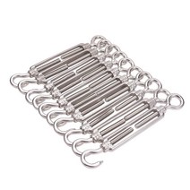 MroMax 턴버클 스테인리스 와이어버클 M6 아이훅 후크 아이턴버클 SUS304 방청 내구성 와이어 로프 텐셔너 로프 고정 와이어 고정 구조물 보강 최단 길이 149mm 최대 길이 214mm 10개들이