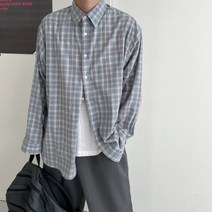 오버핏 체크셔츠 남방 카라 박시 루즈핏 시티보이