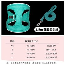 소형견 반려견 귀여운 여름 산책줄 하네스옷, 라이트 그린(빛반사)+목줄