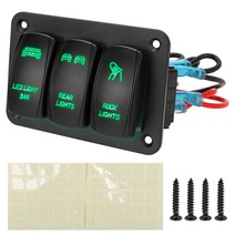 12V 24V 3 갱 로커 스위치 패널 LED 조명 토글 인테리어 부품 컨트롤 자동차 마린 ATV UTV, [03] green