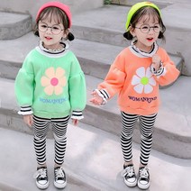 미소파파 여아 우먼카인드 플라워 맨투맨 단가라 레깅스 상하세트