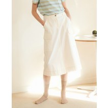 22SS 화이트 포켓배색 면 밴딩스커트 HSSK2B327WT