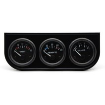 디지털 압력 게이지 연료 오일 유압 센서 수온 볼트 52mm 3 in 1 트리플 키트, 검은색과 검은색