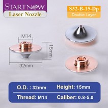 Startnow OEM 파이버 레이저 노즐 D32mm Raytools WSX Precitec 크롬 도금 커팅 헤드 용 싱글 더블 레이어, 1.4, S32-B-15-Dp, 03 S32-B-15-Dp_03 1.4, 03 S32-B-15-Dp_03 1.4