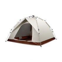 원터치 자동 텐트 2-4인용 6인용가능 야외 방수 텐트, 캠핑 텐트 + 방수돗자리, 실버 3-4인용 출입문 2