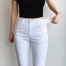 여자 하비 키작녀 세미 부츠컷 밴딩 화이트 아이보리 블랙 진 청바지 백바지 (706-1)