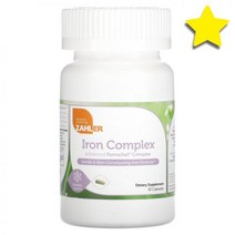 Zahler 철분제 철분 아이언 Iron Complex Gentle Formula 10 캡슐, 10카운트 강철체력