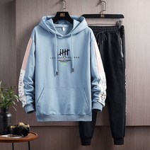 루즈핏 레터링 배색 후드 티 조거 트레이닝 복 세트 수학여행 수련회 여행룩 중딩 고딩