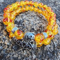 남성 우정팔찌 세트 대업 공작석 커플 여성 호박색 부처님 팔찌