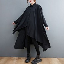여성 언밸런스 루즈핏 셔츠 봄가을 빅스윙 원피스 로맨틱 데일리 캐주얼 빅스윙 롱 남방