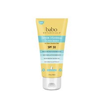 선크림 100 미네랄 활성 성분이 포함된 babo Botanicals 쉬어 미네랄 선스크린 로션 spf 50 - 아기 어린이 또는 매우 민감한 피부용 - 가볍고 방수가 되는 -