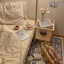 유리 테이블 강화 심플 침대 머릿장 소파 북유럽 원목 사각 민박 코너 개조 캐비닛, 02 원목 백색칠강화유리