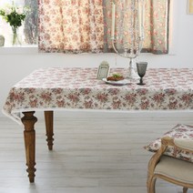 (2컬러)아띠 로즈플라워 면레이스 2인 4인 6인 테이블보 식탁보, 직4인(110x180), 베이지