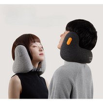 목베개 소음 감소 U자형 메모리폼 기내용 휴대용 목쿠션, 블랙-M 사이즈
