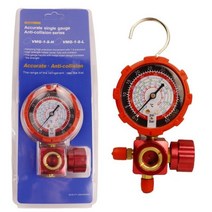 매니폴드 게이지 주입기 에어컨 가스 용 냉매 매니 폴드 압력계 밸브 비주얼 미러 포함, 500psi, 오렌지색